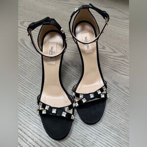 Valentino satin Black Heels with Crystal studs sz 39.5